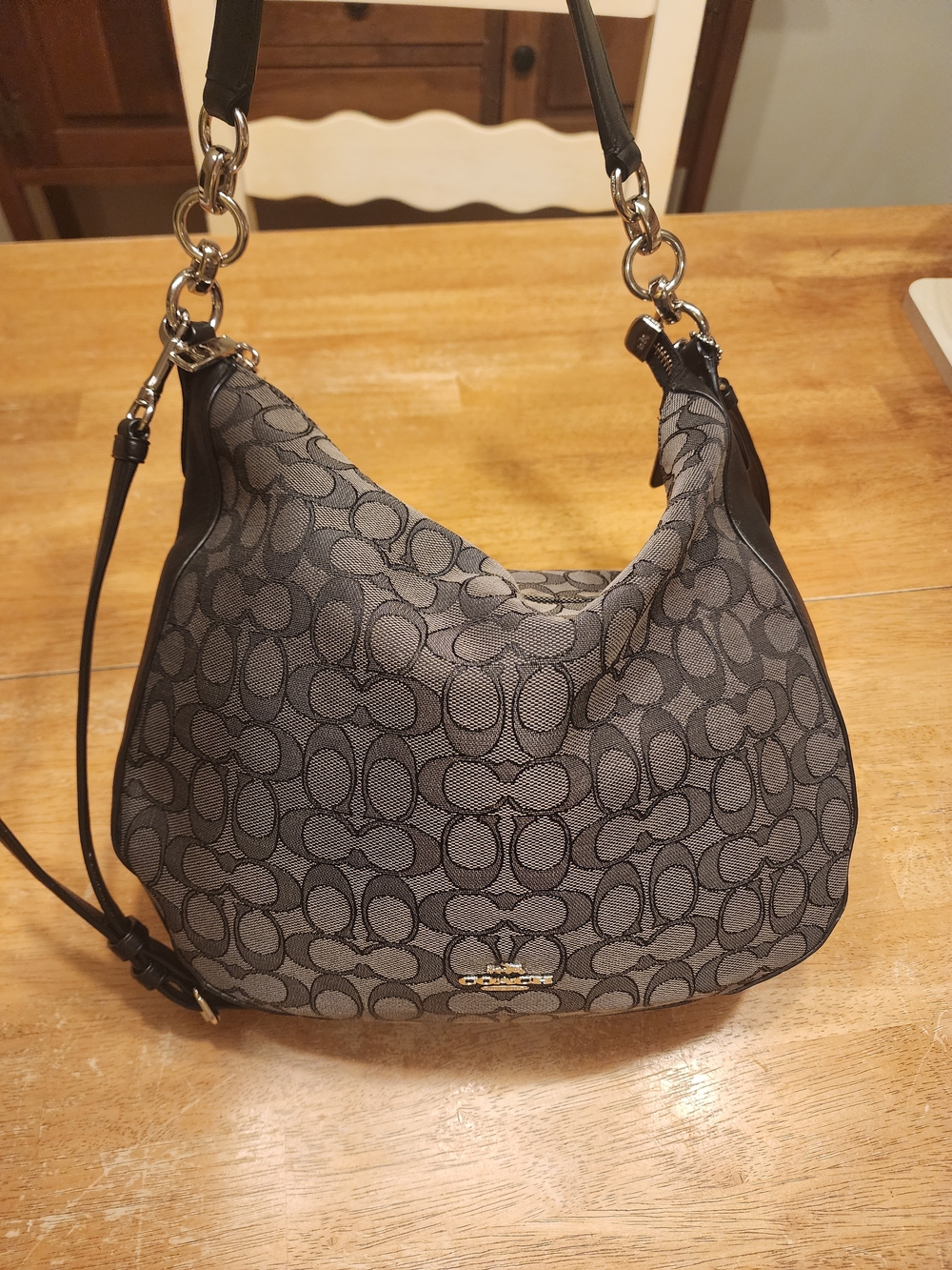 Coach East/West Celeste Hobo Signature Bag black smoke jacquard monogram